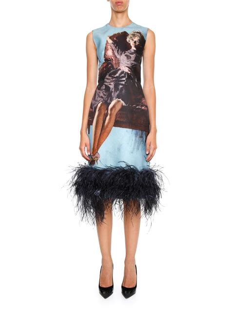 prada feather dress